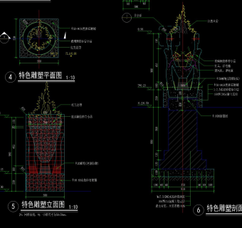 新中式树池及特色雕塑详图