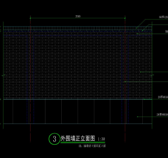 新中式小区实体围墙详图