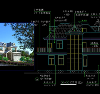 欧式两层别墅农村自建房模型