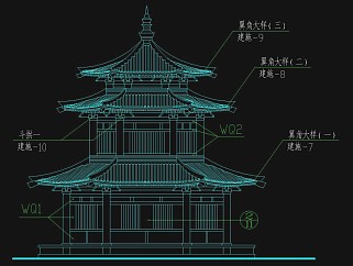 中式古建楼阁建筑详图1