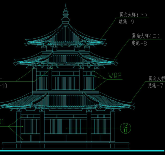 中式古建楼阁建筑详图1