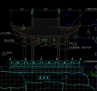 中式四角翘檐景观亭施工图