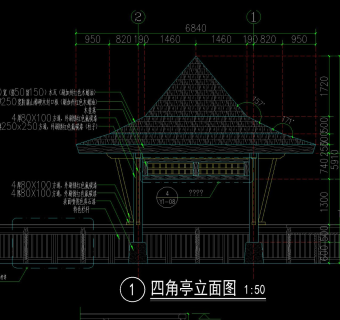 新中式悬空四角木亭做法详图