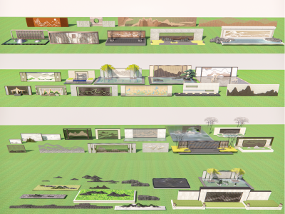 新中式山石片岩山水景墙合集