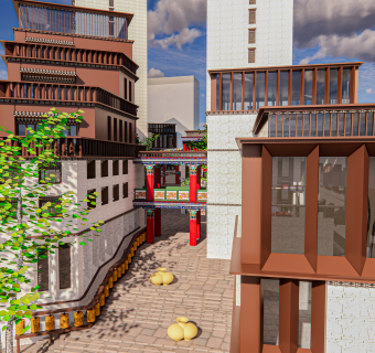藏式商业高层建筑模型