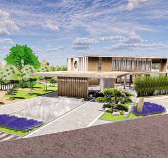 新中式售楼处示范区建筑模型