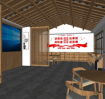 中式风党建室交流中心 国画室 宣教室 接待室