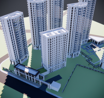 现代小区建筑SU模型