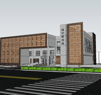 新中式博物馆建筑SU模型