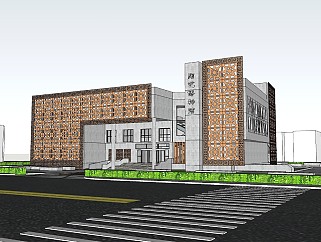 新中式博物馆建筑SU模型