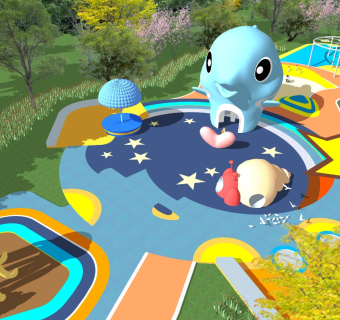 儿童游乐区 海豚儿童滑梯 海洋主题儿童乐园 螃蟹游乐设施 八爪鱼