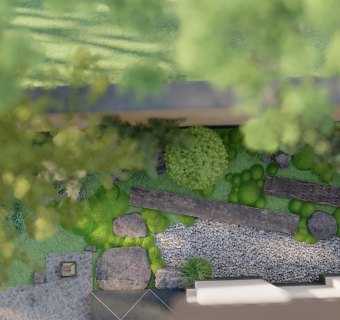 枕木 石灯笼  磨盘  地形景观  植物造景