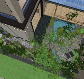 日式庭院花园  杂木庭院  禅意庭院景观 枯山水庭院 景观石 景观灯 水钵