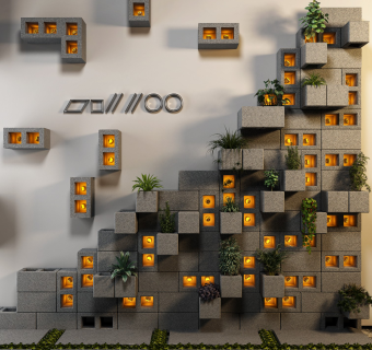 砌块墙景观背景墙