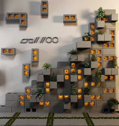 砌块墙景观背景墙