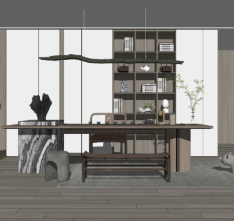 现代中式书房茶室