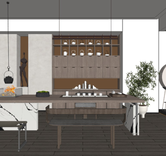 新中式茶室SU模型