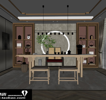 新中式茶室SU模型