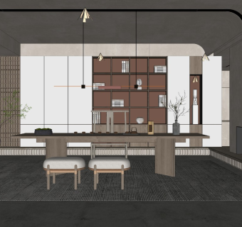 新中式茶室SU模型