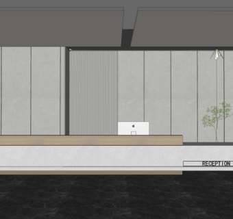 现代公司前台接待 轨道灯 办公接待