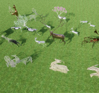 现代雕塑鹿 鹿群 抽象 创意