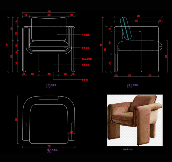 现代休闲椅CAD图纸