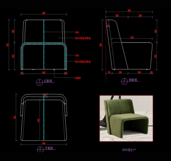 椅子餐椅休闲椅躺椅书椅CAD图纸