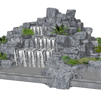 假山石景观小品sketchup模型下载