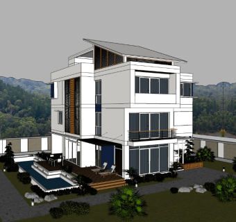 别墅住宅建筑设计整体模型