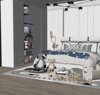 现代风格儿童房SU模型