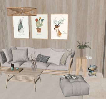 日式客厅SU模型