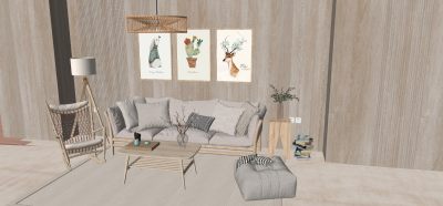 日式客厅SU模型