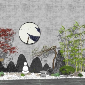 新中式庭院景观 su模型