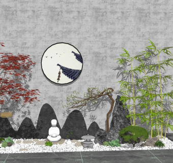 新中式庭院景观 su模型