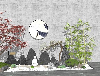 新中式庭院景观 su模型