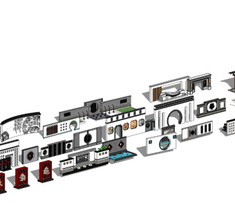 各类景墙 SU模型汇总