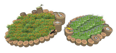 现代儿童昆虫游乐区 趣味木桩昆虫草花生态树池