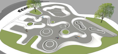 现代滑板公园 儿童游乐区