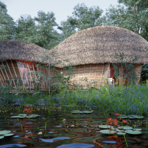 东南亚民宿酒店 船形屋 茅草屋
