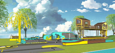 现代蜜蜂主题儿童活动区乐园  精灵树屋