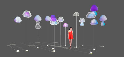 现代商业街网红水母景观灯 彩虹玻璃创意灯