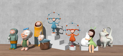 现代陶瓷人物雕塑小品 抽象人物饰品摆件