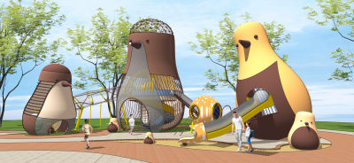 儿童游乐区 活动区乐园 萌鸟滑梯