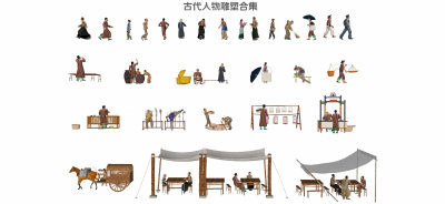 新中式老街古代人物雕塑小品