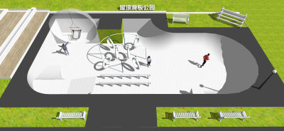 现代屋顶滑板公园 儿童游乐区