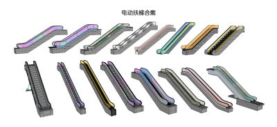 现代电动扶梯 观光电梯 电梯 自动扶梯