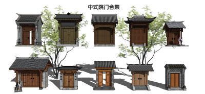 中式院门 门头 入户门 庭院门 别墅门