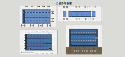 现代游泳池 游泳馆 泳道 温泉会所