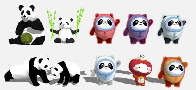 现代动物熊猫雕塑小品 卡通玩偶公仔 冰墩墩