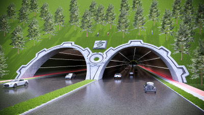 现代隧道 景观道路 下穿隧道入口